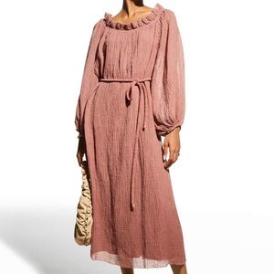 Tory Burch Ruffle Neck Dress in Wood Rose